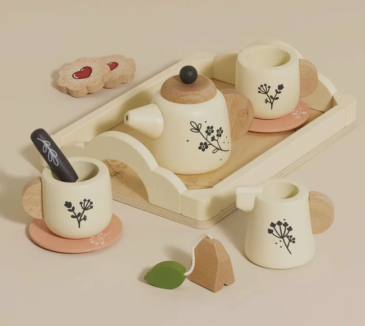 Wooden Tea Set & Tray - Flea Boutiques