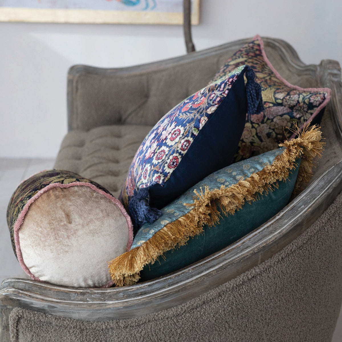 Woodland Pattern & Tassels Pillow - Flea Boutiques
