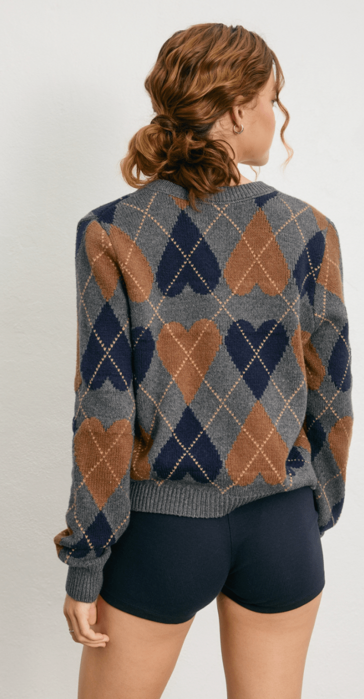 Working Heart Argyle Cardi - Flea Boutiques