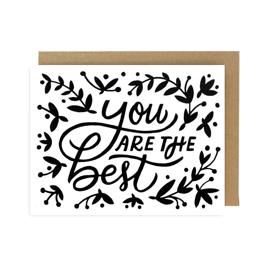 Greeting card with 'You are the best' text and decorative elements on a white background