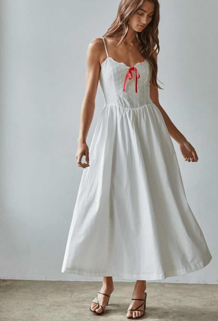 Woven Cotton Floral Eyelet Dress - Flea Boutiques