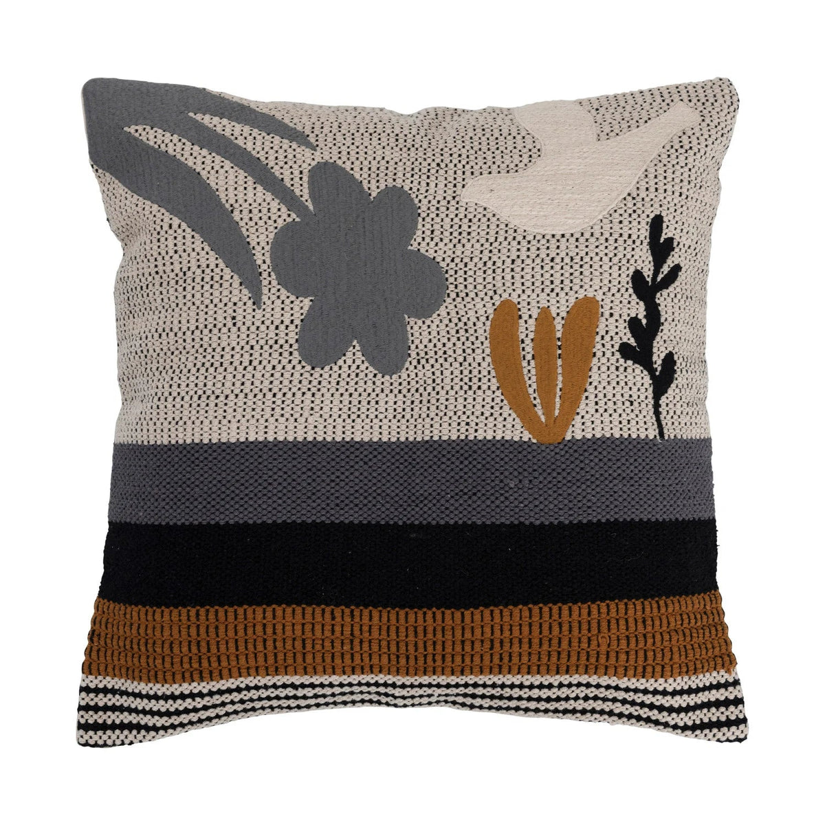 Woven Cotton with Bird Pillow - Flea Boutiques