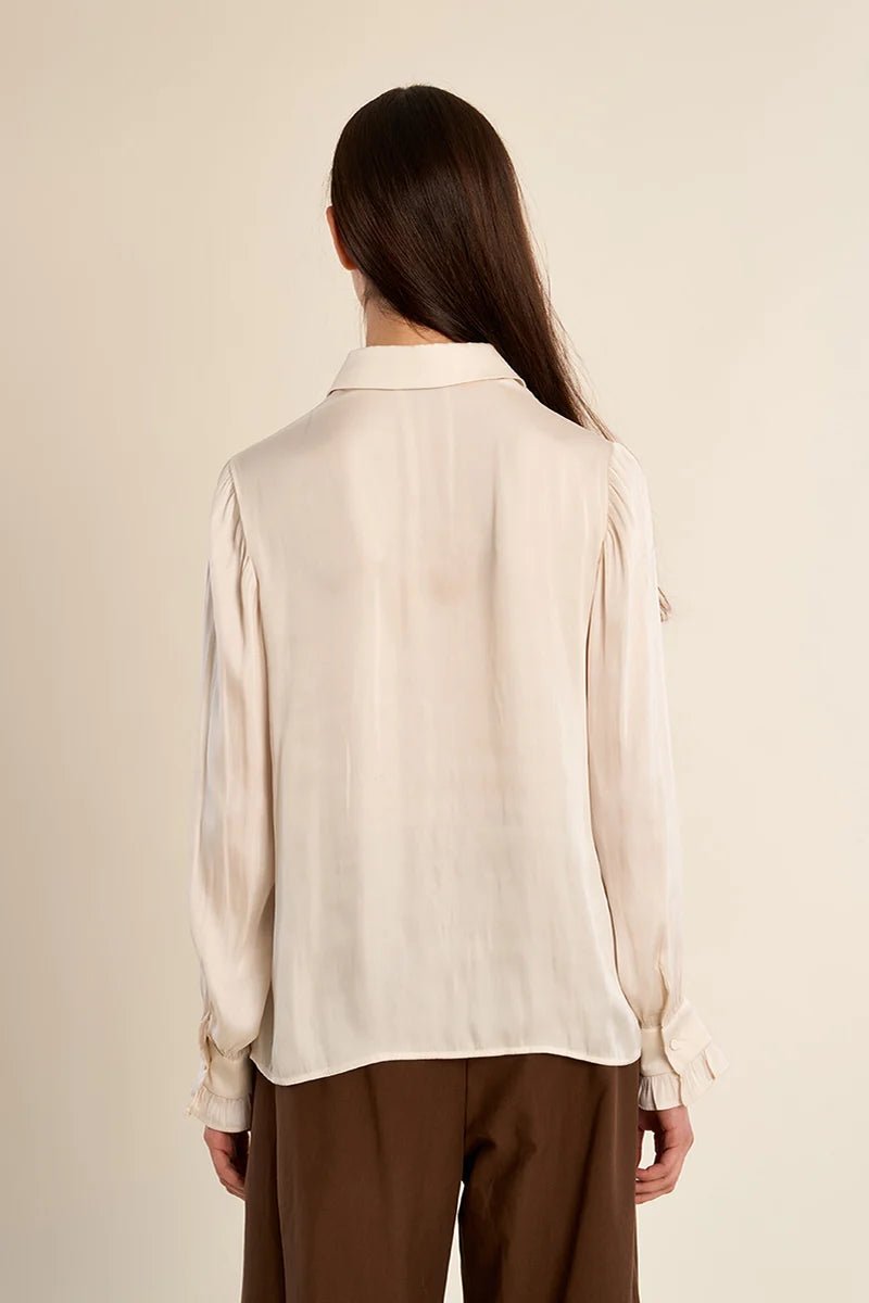 Woven Silky Button Down - Flea Boutiques