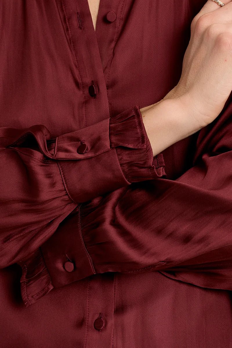 Woven Silky Button Down - Flea Boutiques