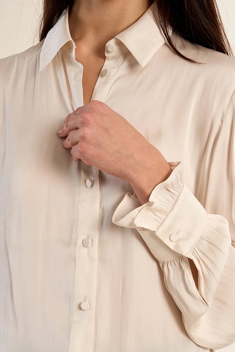 Woven Silky Button Down - Flea Boutiques