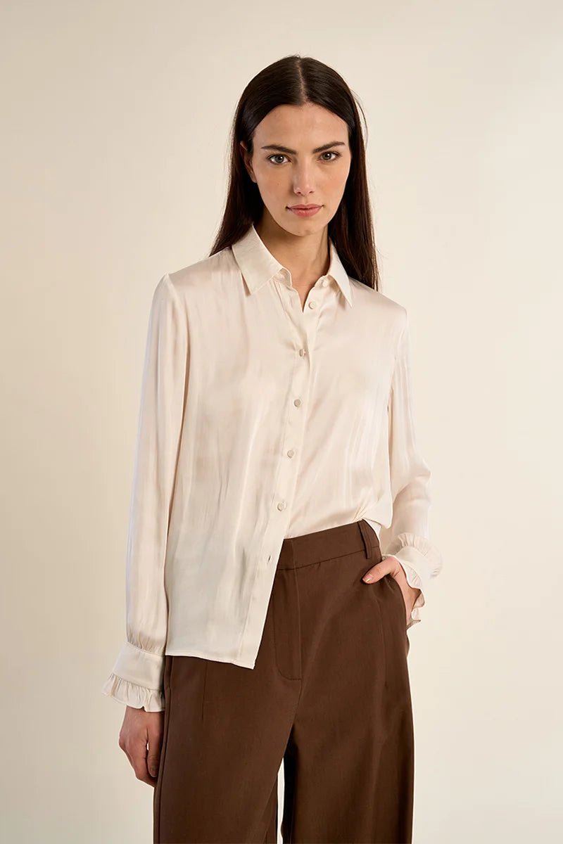 Woven Silky Button Down - Flea Boutiques