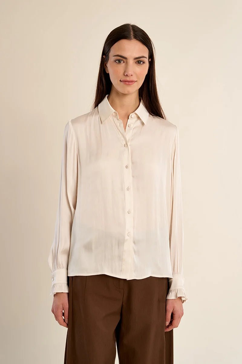 Woven Silky Button Down - Flea Boutiques
