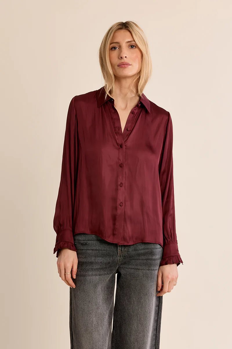 Woven Silky Button Down - Flea Boutiques
