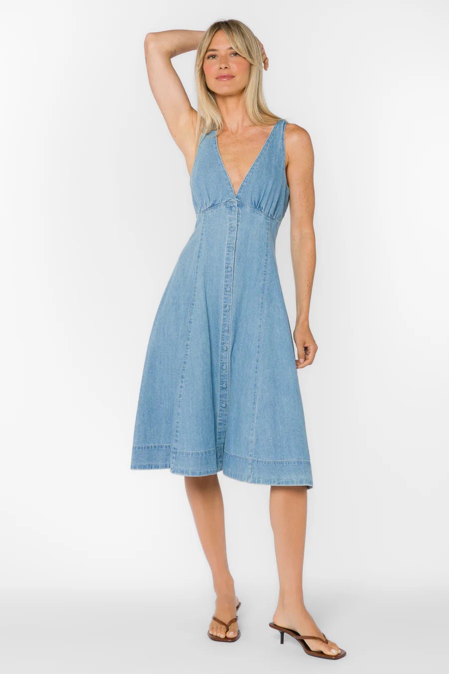 Xenia Denim Midi Tank Dress - Flea Boutiques