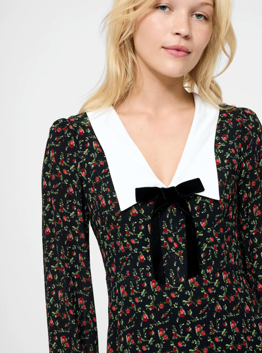 Yasmin Crepe Collar Mini Dress - Flea Boutiques