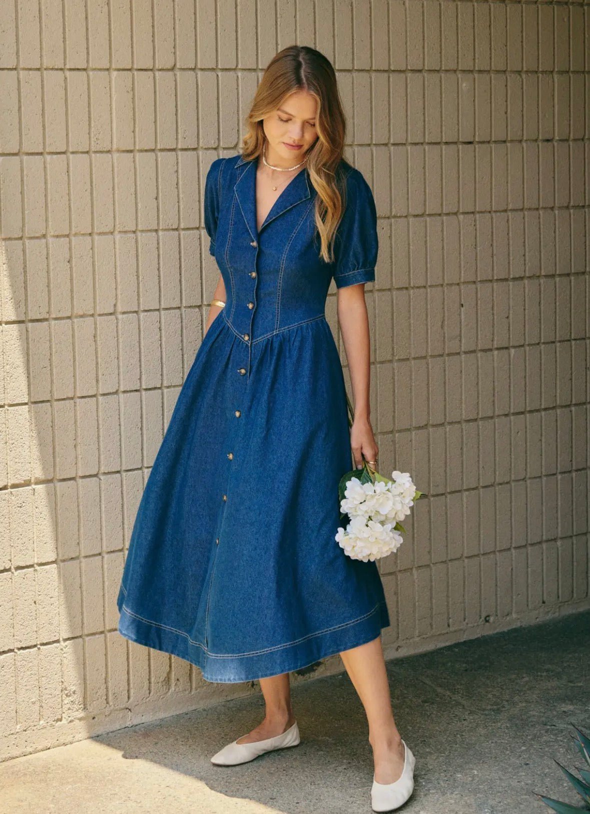Year Around Denim Washed Flare Dress - Flea Boutiques