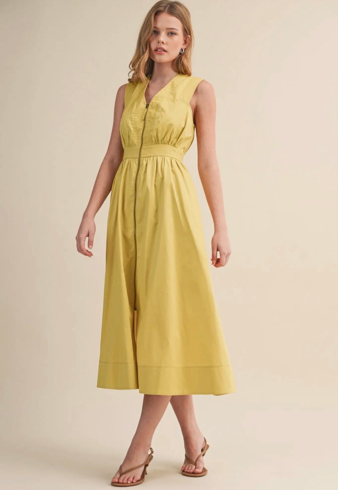 Zip Front Midi Dress - Flea Boutiques