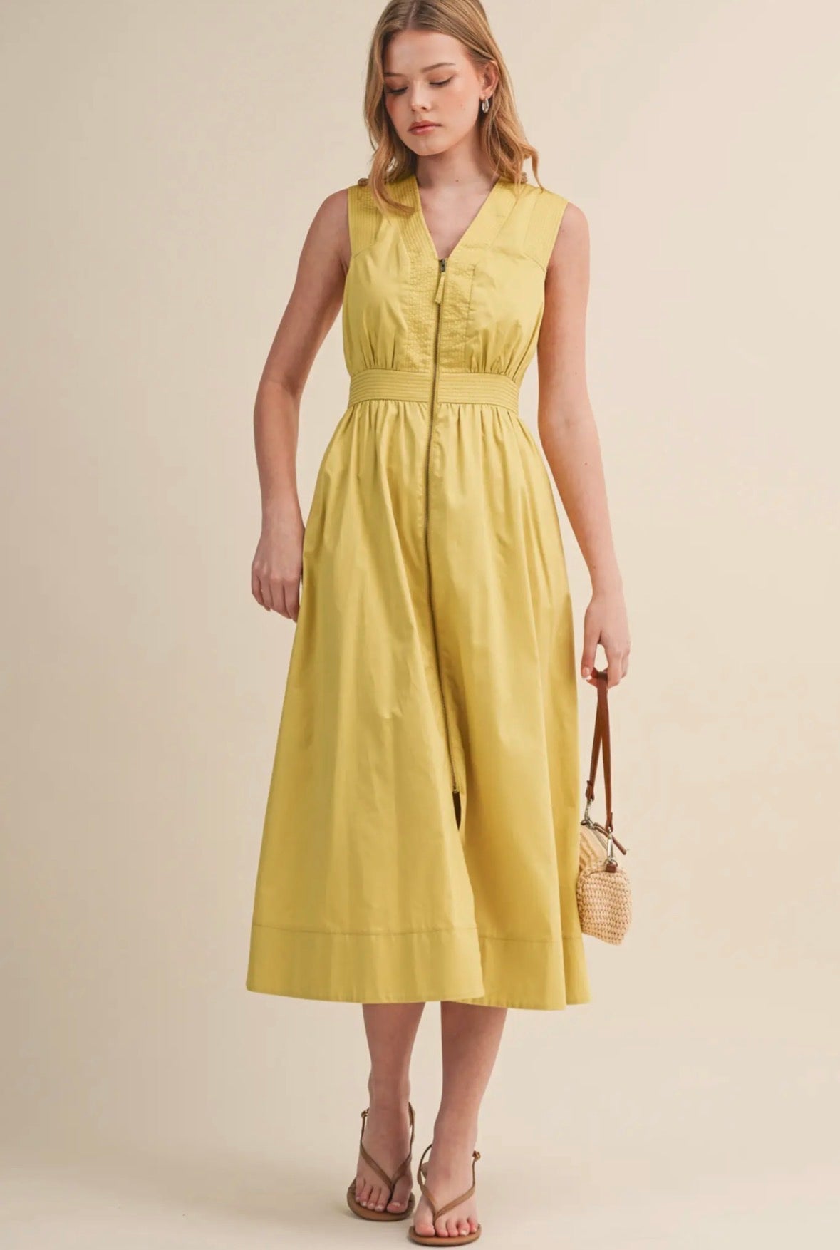 Zip Front Midi Dress - Flea Boutiques