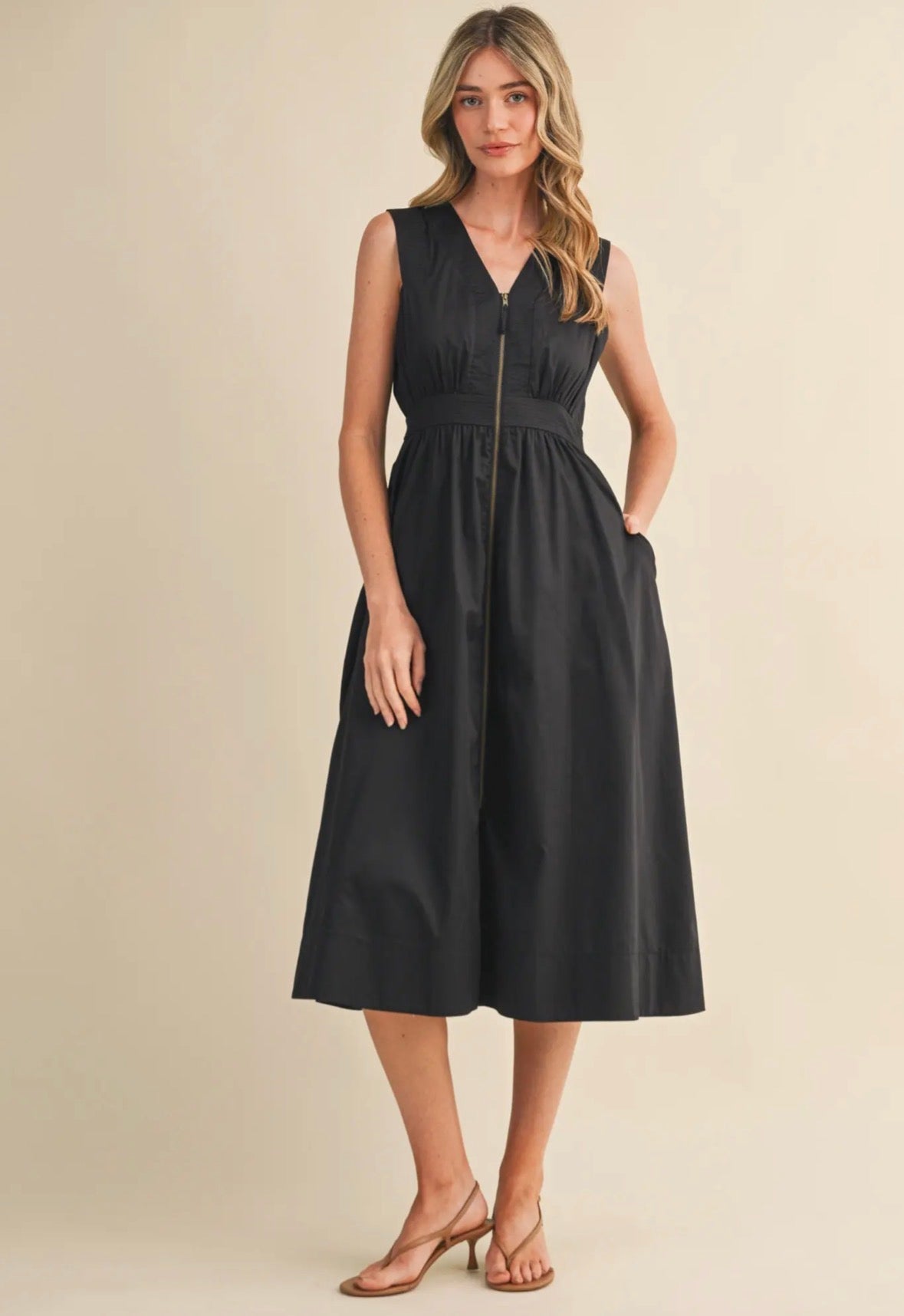 Zip Front Midi Dress - Flea Boutiques