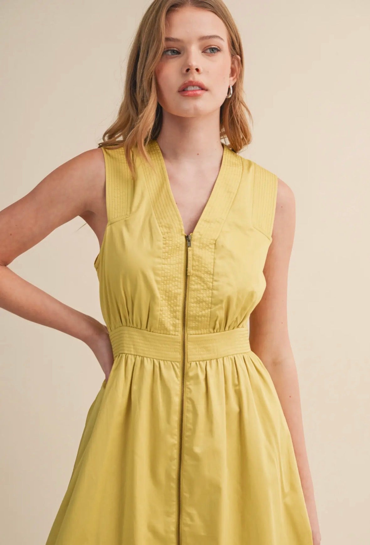 Zip Front Midi Dress - Flea Boutiques